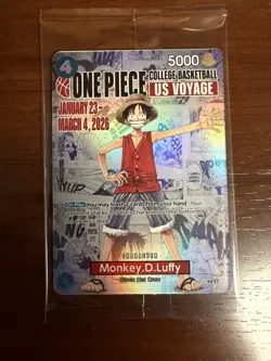 🔥🏀One Piece Monkey.D.Luffy US College Basketball Promo Card *SEALED*🔥🏀 - Image 1