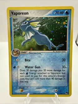 Pokemon TCG Vaporeon Holo Rare Card 6/17 Pop Series 3 - Image 1