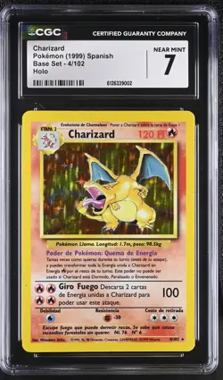 CGC 7 Charizard 4/102 Holo Base Set Spanish Pokemon Card - Image 1