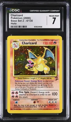 CGC 7 Charizard 4/130 Holo Base Set 2 Pokemon Card - Image 1