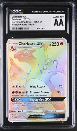 CGC Altered Charizard Gx 150/147 Rainbow Rare Holo Burning Shadows Pokemon Card - Image 1
