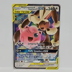Mega Lopunny & Jigglypuff GX 165/236 Cosmic Eclipse Ultra Rare Pokemon Card - Image 1