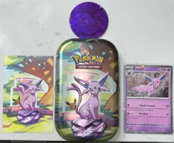 Pokemon Espeon 033/131 Cosmos Holo Prismatic Evolutions Promo Tin Art - Image 1