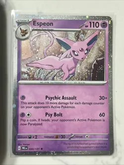 Pokemon Espeon 033/131 Cosmos Holo Prismatic Evolutions Promo Tin Art - Image 5
