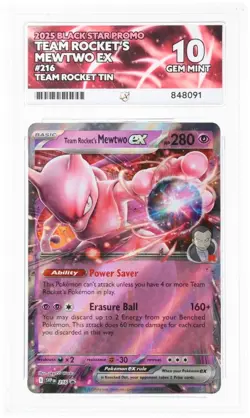 ACE 10 Team Rocket's Mewtwo ex 216 Team Rocket Tin Black Star Promo Pokemon Card - Image 1