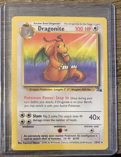 Pokemon TCG Dragonite #19/62 Fossil Unlimited Non-holo Rare, LP - Image 1