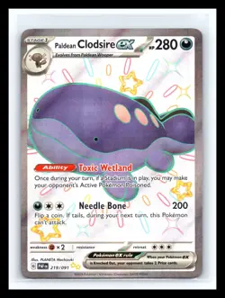 💥 Paldean Clodsire ex 219/091 Paldean Fates Full Art Ultra Rare Holo Pokemon - Image 1