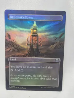 MTG Reliquary Tower *BORDERLESS FOIL* Commander Masters 0663 NM - Image 1