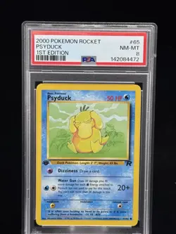 Psyduck #65 1st Edition Team Rocket 2000 Pokemon PSA 8 💦 - Image 1