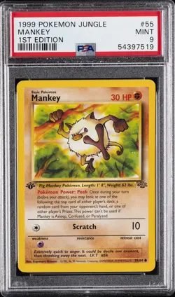 1999 POKEMON JUNGLE 1ST EDITION #55 MANKEY PSA 9 - Image 1