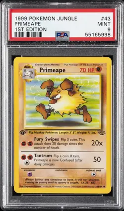 1999 POKEMON JUNGLE 1ST EDITION #43 PRIMEAPE PSA 9 - Image 1