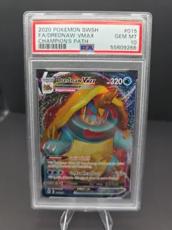 2020 Pokemon Champion's Path DREDNAW VMAX #015 Full Art GEM MINT PSA 10 - Image 1