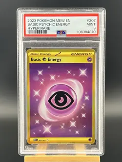PSA 9 MINT Graded Pokemon 2023 Gold Psychic Basic Energy 207/165 S&V 151 - Image 2