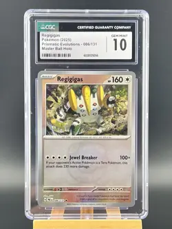 CGC 10 GEM MINT Graded Pokemon 2025 Regigigas Master Ball 086/131 Prismatic Evol - Image 3