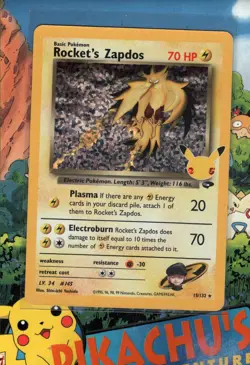 Pokemon TCG Rockets Zapdos 15/132 Celebrations: Classic Collection Holo NM/M - Image 1