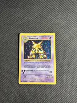 Pokemon TCG Alakazam 1/102 Base Set Shadowless Holo Rare MP - Image 3