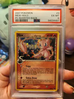 2007 POKEMON POP SER 5 INVERTED BACK #3 MEW-HOLO PSA 6 WITH A MINOR HOLO BLEED - Image 1