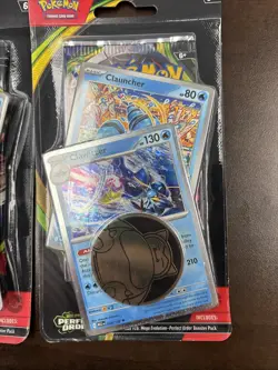 LOT 2x Pokemon TCG Mega Evolution Perfect Order Booster Clauncher Clawitzer Coin - Image 2