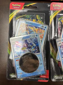 LOT 2x Pokemon TCG Mega Evolution Perfect Order Booster Clauncher Clawitzer Coin - Image 3