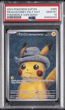 2023 POKEMON SVP EN-SV BLACK STAR PROMO #085 PIKACHU WITH GREY FELT HAT PSA 10 - Image 1
