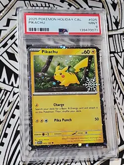 Pikachu Holo PSA 9 MINT #025 2025 Pokemon Holiday Calendar (071) - Image 1