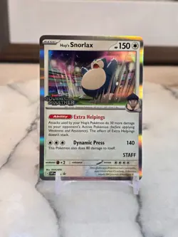 Pokemon TCG Hop's Snorlax 184 (Prerelease) STAFF Scarlet & Violet Promo Holo NM - Image 1