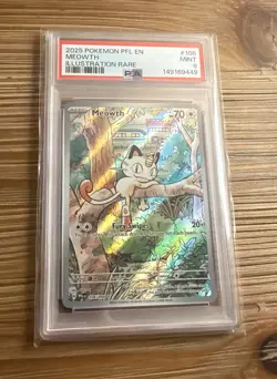 2025 POKEMON PFL EN-PHANTASMAL FLAMES ILLUSTRATION RARE #106 MEOWTH PSA 9 - Image 1