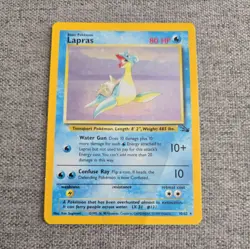 Lapras HOLO 10/62 Unlimited Fossil Set Rare Original Pokemon Card WOTC Vintage - Image 1