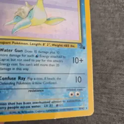Lapras HOLO 10/62 Unlimited Fossil Set Rare Original Pokemon Card WOTC Vintage - Image 3