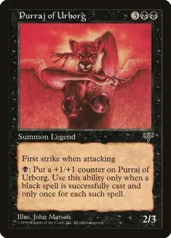 Purraj of Urborg NM/M Mirage Black Legendary Creature Mtg Magic English Regular - Image 1