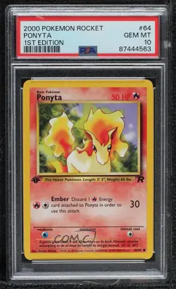 Ponyta 1st Ed. Pokemon Team Rocket PSA 10 GEM MT 2000 - Image 1