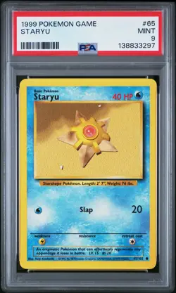 1999 Pokemon Base Set Unlimited STARYU 65/102 PSA 9 - Image 1