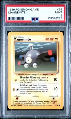 1999 POKEMON GAME BASE SET 53 MAGNEMITE PSA 9 MINT UNLIMITED - Image 1