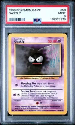 1999 POKEMON GAME #50 GASTLY PSA 9 MINT BASE SET UNLIMITED - Image 1