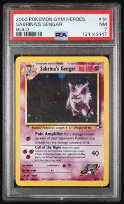 2000 Pokemon Gym Heroes Sabrina's Gengar Holo Rare 14/132 PSA 7 - Image 1
