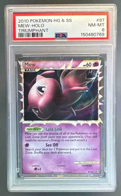 2010 Pokemon HeartGold & SoulSilver Triumphant 97 Mew Holo PSA 8 150480769 - Image 1