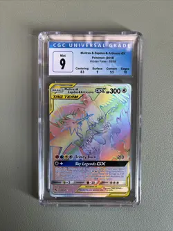 Pokemon Hidden Fates Moltres Zapdos Articuno GX Rainbow 69/68 CGC 9 Sub Grades - Image 1
