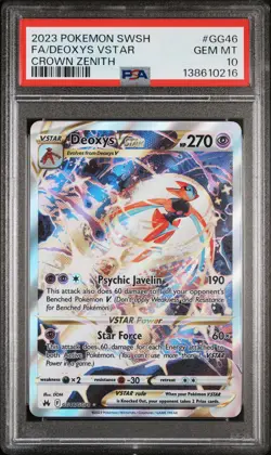 2023 POKEMON SWORD & SHIELD CROWN ZENITH #GG46 FULL ART/DEOXYS VSTAR PSA 10 - Image 1