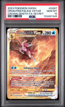 POKEMON SWORD & SHIELD CROWN ZENITH FULL ART/ORIGIN FORME PALKIA VSTAR PSA 10 - Image 1