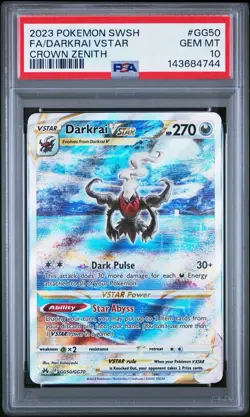 Pokemon 2023 Darkrai VSTAR GG50 Full Art Crown Zenith GEM MINT PSA 10 - Image 1