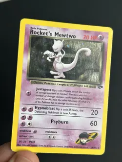 Pokemon TCG Rocket's Mewtwo 14/132 Gym Challenge Holo MP SWIRL - Image 3