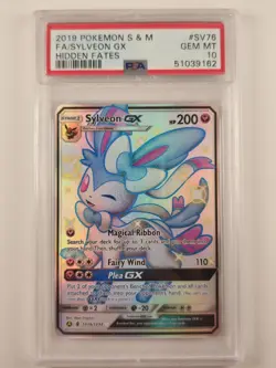 2019 POKEMON FA/SYLVEON GX SUN & MOON HIDDEN FATES #SV76 PSA 10 - Image 1