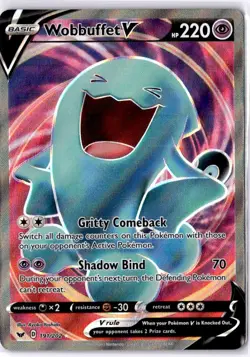 Pokemon TCG Wobbuffet v 191/202 Sword & Shield Ultra Rare Full Art NM Condition - Image 1