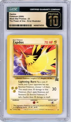Pokemon Zapdos #23 Movie Promo Error Aoki CGC Pristine 10 - Image 1