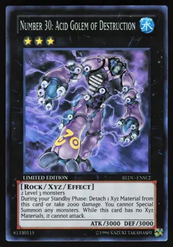 Number 30: Acid Golem of Destruction REDU-ENSE2 Yugioh TCG Card Super Rare NM - Image 1