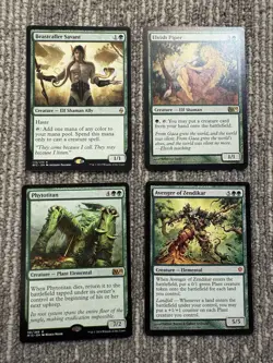 MTG Lot 4 Green Rares Beastcaller Elvish Piper Phytotitan Avenger of Zendikar - Image 1