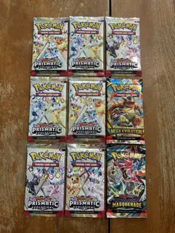 Pokemon TCG (9) Booster Packs (Sealed) Masquerade,mega Evolution & Prismatic 🔥 - Image 1