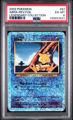 2002 POKEMON LEGENDARY COLLECTION #67 ABRA-REVERSE FOIL PSA 6 - Image 1