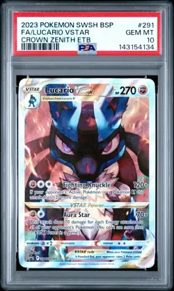 2023 Pokemon - Lucario VSTAR - Crown Zenith ETB Full Art Promo - #SWSH291 PSA 10 - Image 1