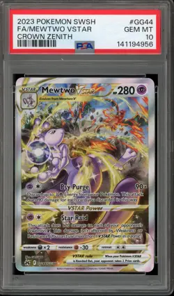 Pokemon Mewtwo VSTAR Crown Zenith Galarian Gallery Full Art #GG44 PSA 10 - Image 1